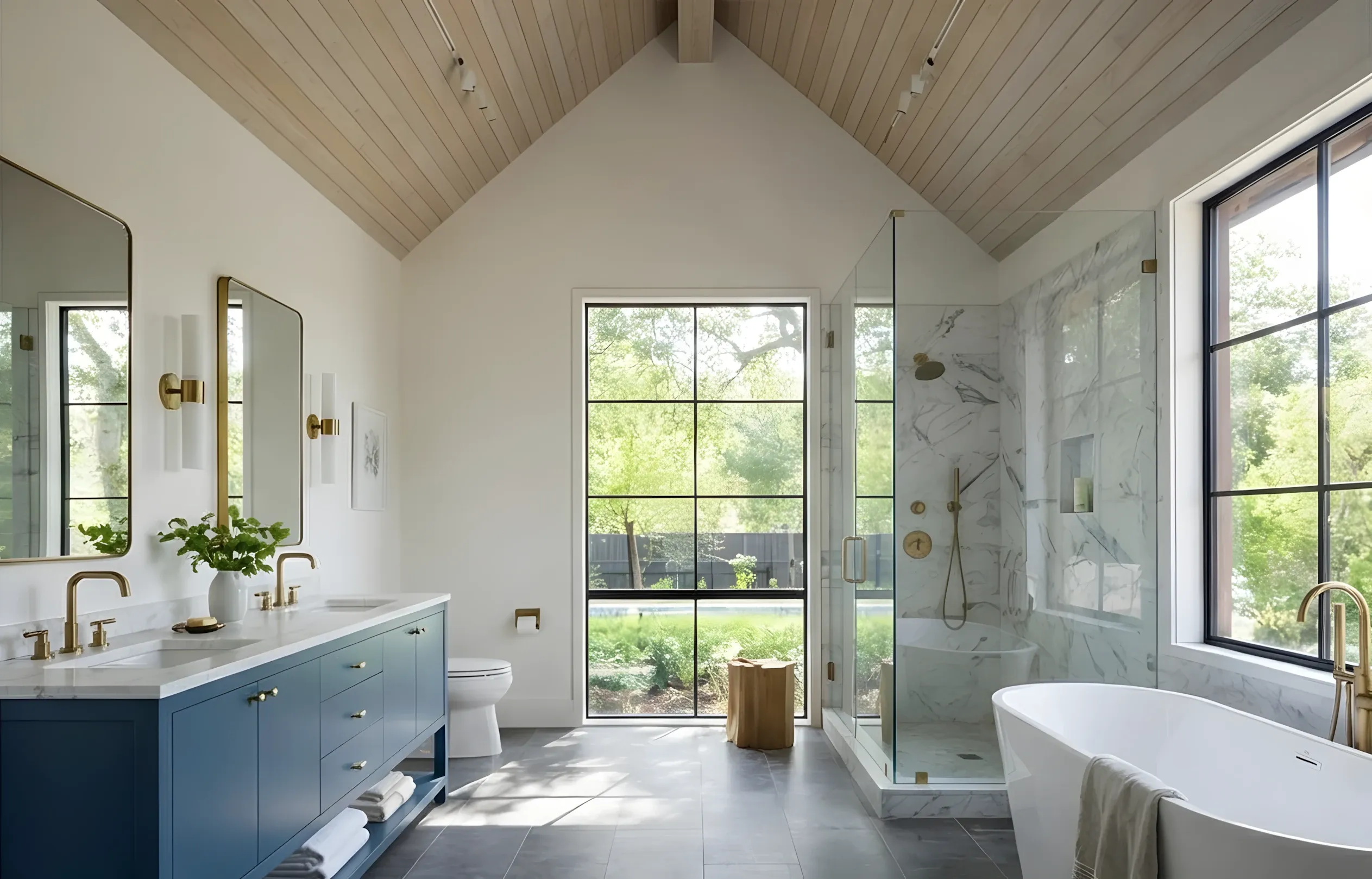 Vaulted living room with designer furnishings